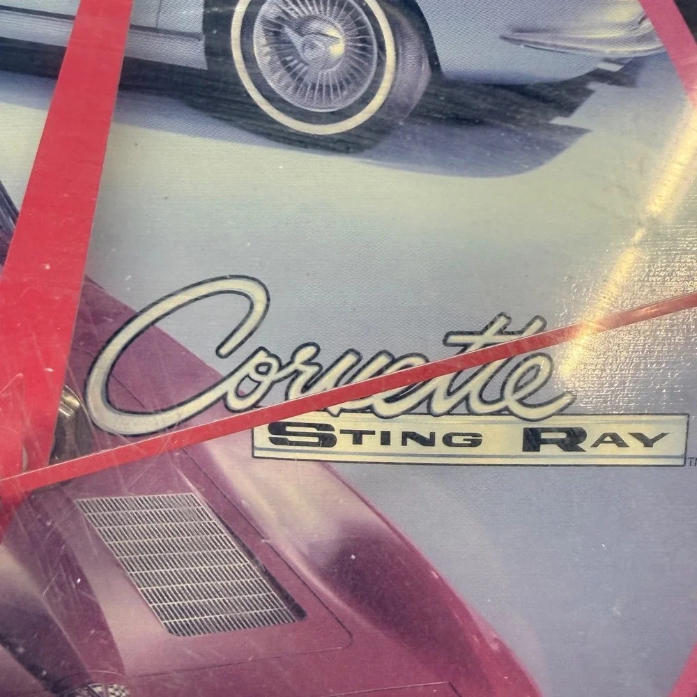 VTG Corvette Stingray Neon Wall Clock Red Light Classic Car Garage‎ Decor WORKS